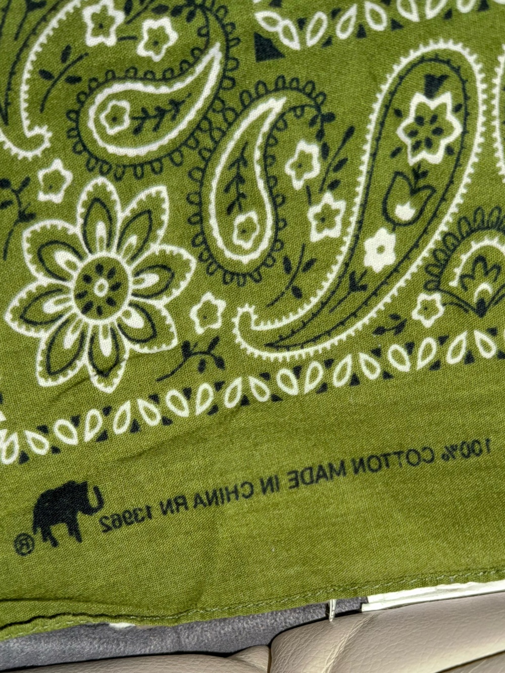 Olive Green Paisley Bandana Scarf - Picture 3 of 3